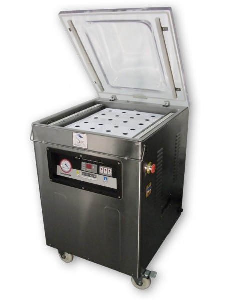 VAS-500 Sealer with vacuum chamber on casters